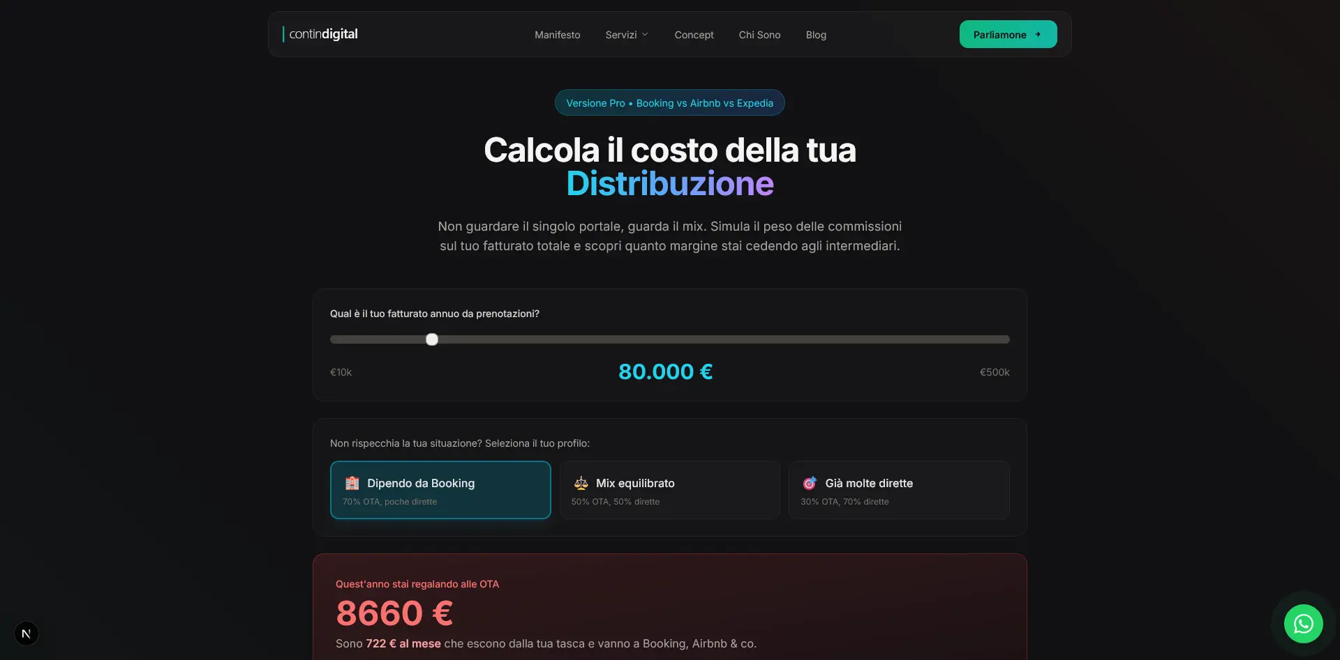Screenshot Calcolatore OTA